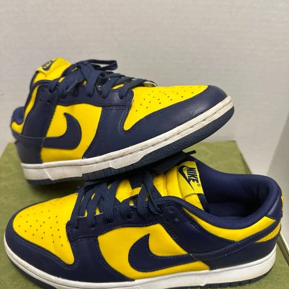 Nike Dunk Low University of Michigan Yellow Blue 2021 Sneakers Shoes Size 8 US